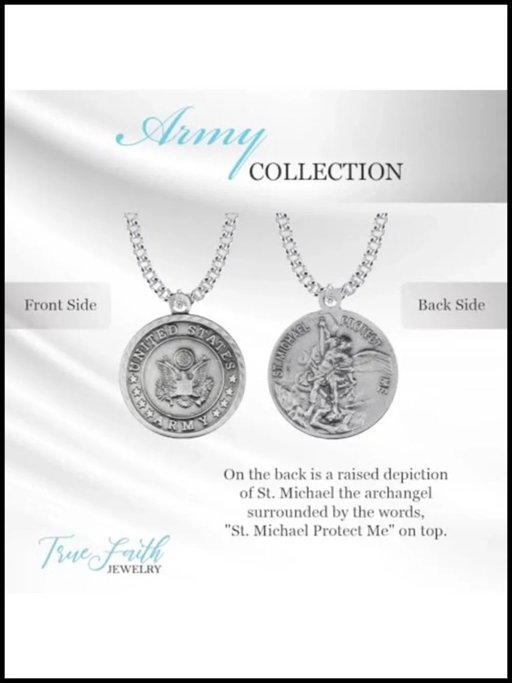 Pewter St Michael Archangel Medal Pendant Necklace 24